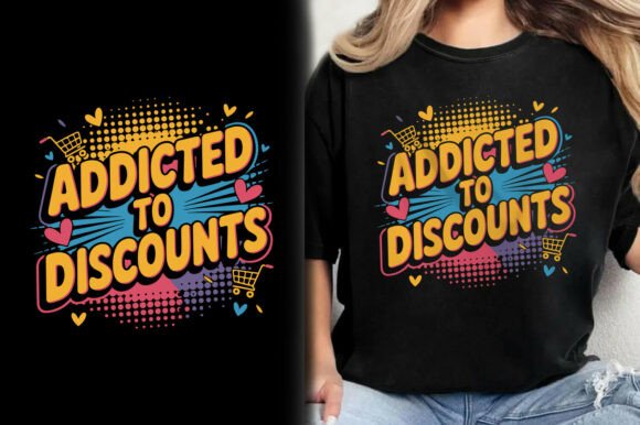 Addicted to Discounts Black Friday Graphic T-Shirt Design