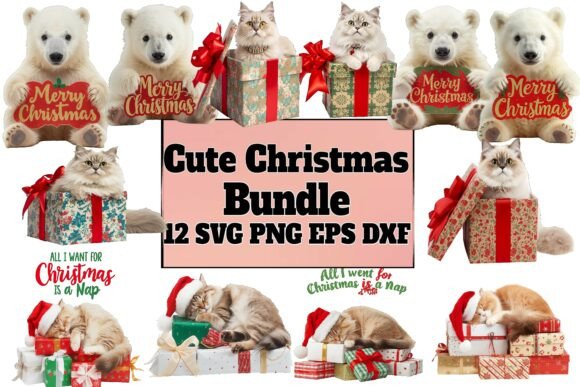 Cute Christmas Animal Bundle: Festive Graphics for Branding