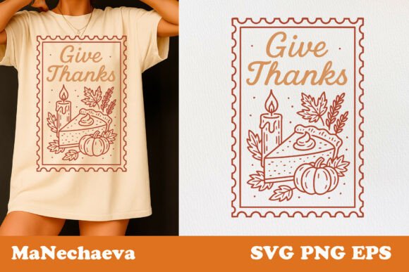 Give Thanks Fall Stamp SVG for Graphics and Illustrations