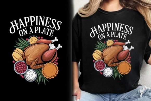 Happiness on a Plate Thanksgiving Shirt Graphics