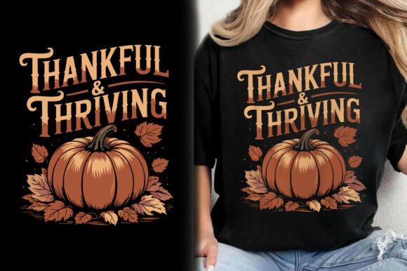 Thankful Thriving Fall Turkey T-Shirt Graphics